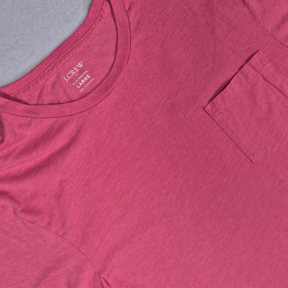 J.Crew Mens Slim Washed Pocket T-Shirt Large Pink Crew Neck Short Sleeve Tee